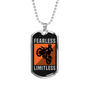Fearless Limitless Biker Necklace Stainless Steel or 18k Gold Dog Tag 24"-Express Your Love Gifts