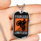 Fearless Limitless Biker Necklace Stainless Steel or 18k Gold Dog Tag 24"-Express Your Love Gifts