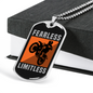Fearless Limitless Biker Necklace Stainless Steel or 18k Gold Dog Tag 24"-Express Your Love Gifts