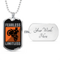 Fearless Limitless Biker Necklace Stainless Steel or 18k Gold Dog Tag 24"-Express Your Love Gifts