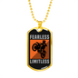 Fearless Limitless Biker Necklace Stainless Steel or 18k Gold Dog Tag 24"-Express Your Love Gifts