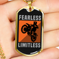 Fearless Limitless Biker Necklace Stainless Steel or 18k Gold Dog Tag 24"-Express Your Love Gifts