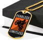 Fearless Limitless Biker Necklace Stainless Steel or 18k Gold Dog Tag 24"-Express Your Love Gifts