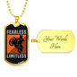 Fearless Limitless Biker Necklace Stainless Steel or 18k Gold Dog Tag 24"-Express Your Love Gifts