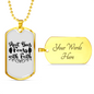 Fears With Faith Necklace Stainless Steel or 18k Gold Dog Tag 24" Chain-Express Your Love Gifts