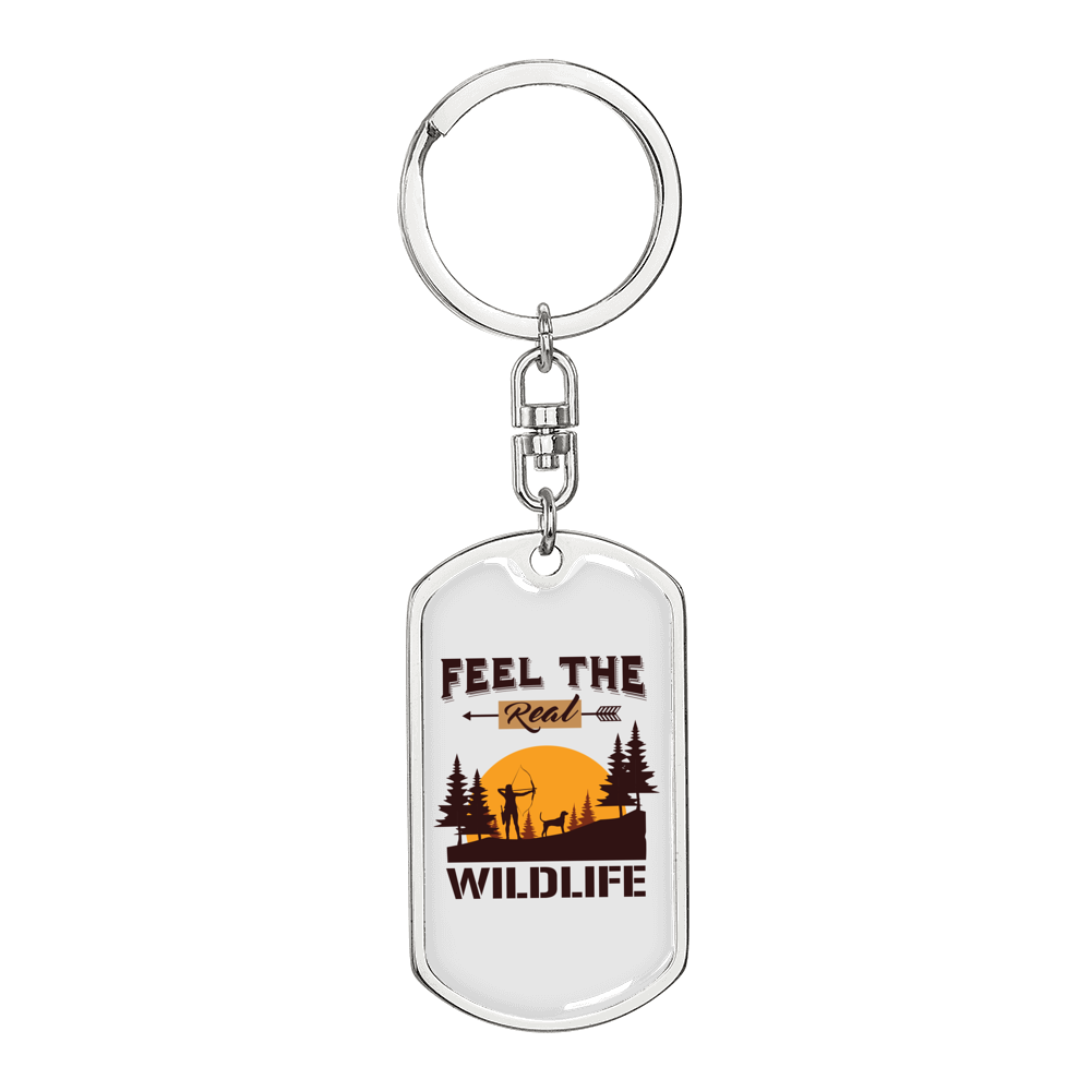 Feel The Real Wildlife Hunter'S Keychain Gift Stainless Steel or 18k Gold Dog Tag Keyring-Express Your Love Gifts