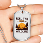 Feel The Real Wildlife Hunting Necklace Stainless Steel or 18k Gold Dog Tag 24"-Express Your Love Gifts