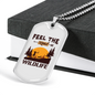 Feel The Real Wildlife Hunting Necklace Stainless Steel or 18k Gold Dog Tag 24"-Express Your Love Gifts