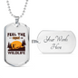 Feel The Real Wildlife Hunting Necklace Stainless Steel or 18k Gold Dog Tag 24"-Express Your Love Gifts