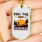 Feel The Real Wildlife Hunting Necklace Stainless Steel or 18k Gold Dog Tag 24"-Express Your Love Gifts