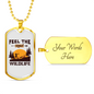 Feel The Real Wildlife Hunting Necklace Stainless Steel or 18k Gold Dog Tag 24"-Express Your Love Gifts