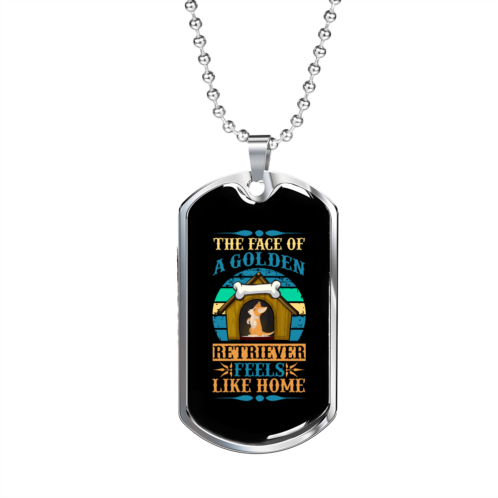 Feels Like Home Blue Necklace Stainless Steel or 18k Gold Dog Tag 24" Chain-Express Your Love Gifts