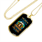Feels Like Home Blue Necklace Stainless Steel or 18k Gold Dog Tag 24" Chain-Express Your Love Gifts