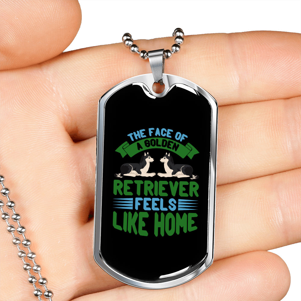 Feels Like Home Green Necklace Stainless Steel or 18k Gold Dog Tag 24" Chain-Express Your Love Gifts