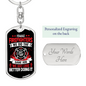 Female Firefighters Keychain Stainless Steel or 18k Gold Dog Tag Keyring-Express Your Love Gifts