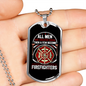 Few Become Firefighters Necklace Stainless Steel or 18k Gold Dog Tag 24" Chain-Express Your Love Gifts