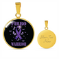 Fibromyalgia Warrior Necklace Circle Pendant Stainless Steel or 18k Gold 18-22-Express Your Love Gifts