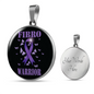 Fibromyalgia Warrior Necklace Circle Pendant Stainless Steel or 18k Gold 18-22-Express Your Love Gifts