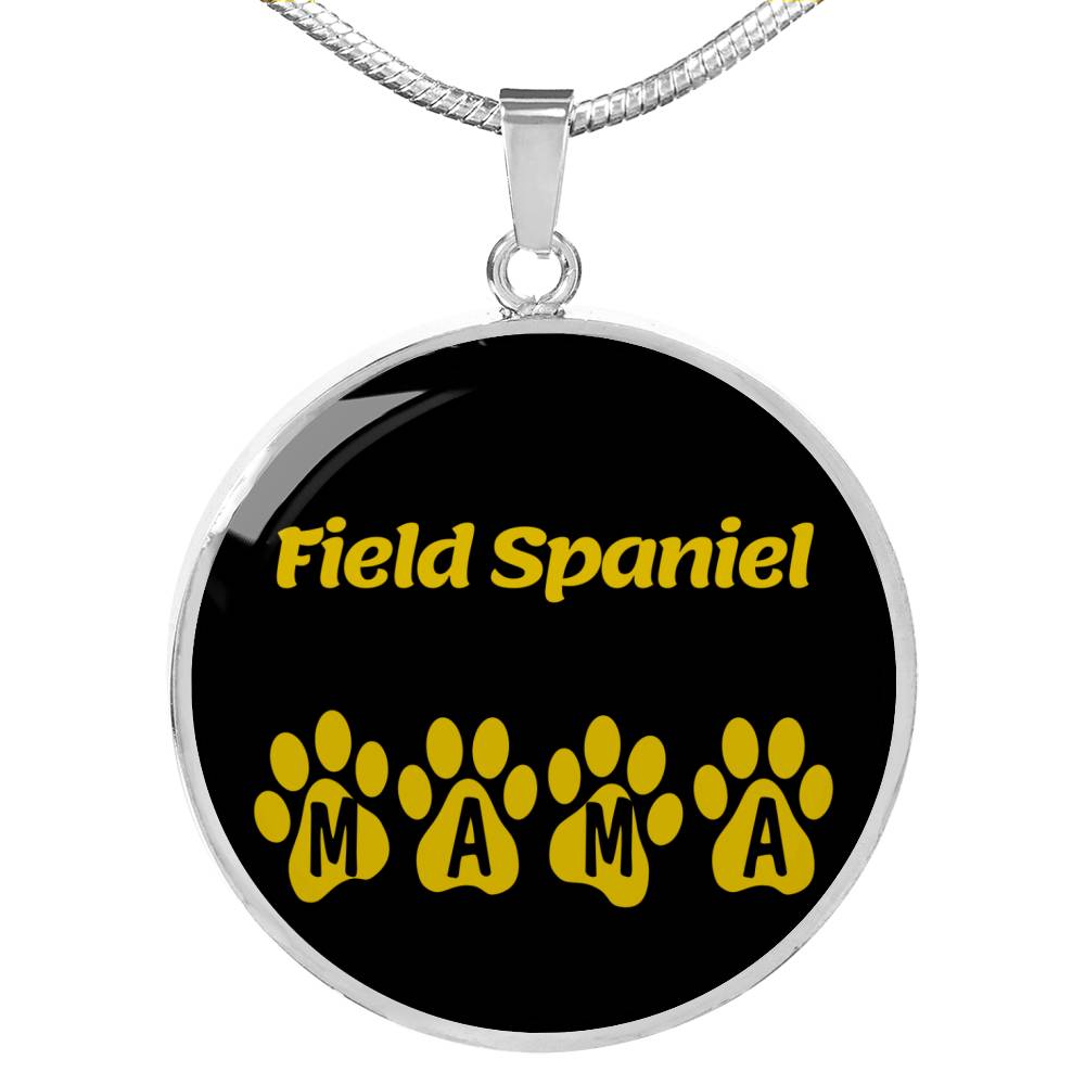 Field Spaniel Mama Circle Necklace Stainless Steel or 18k Gold 18-22" Dog Owner Lover-Express Your Love Gifts