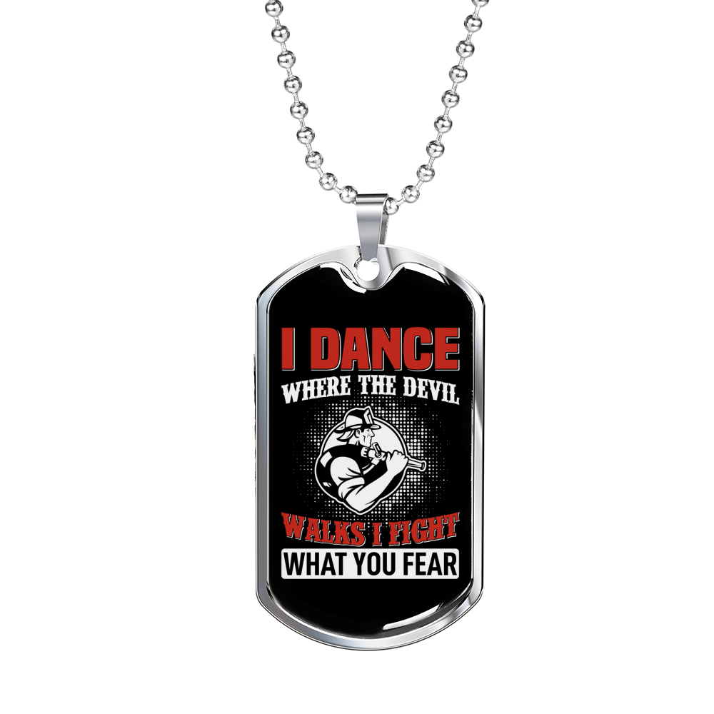 Fight What You Fear Firefighter Gift Stainless Steel or 18k Gold Dog Tag 24" Chain-Express Your Love Gifts