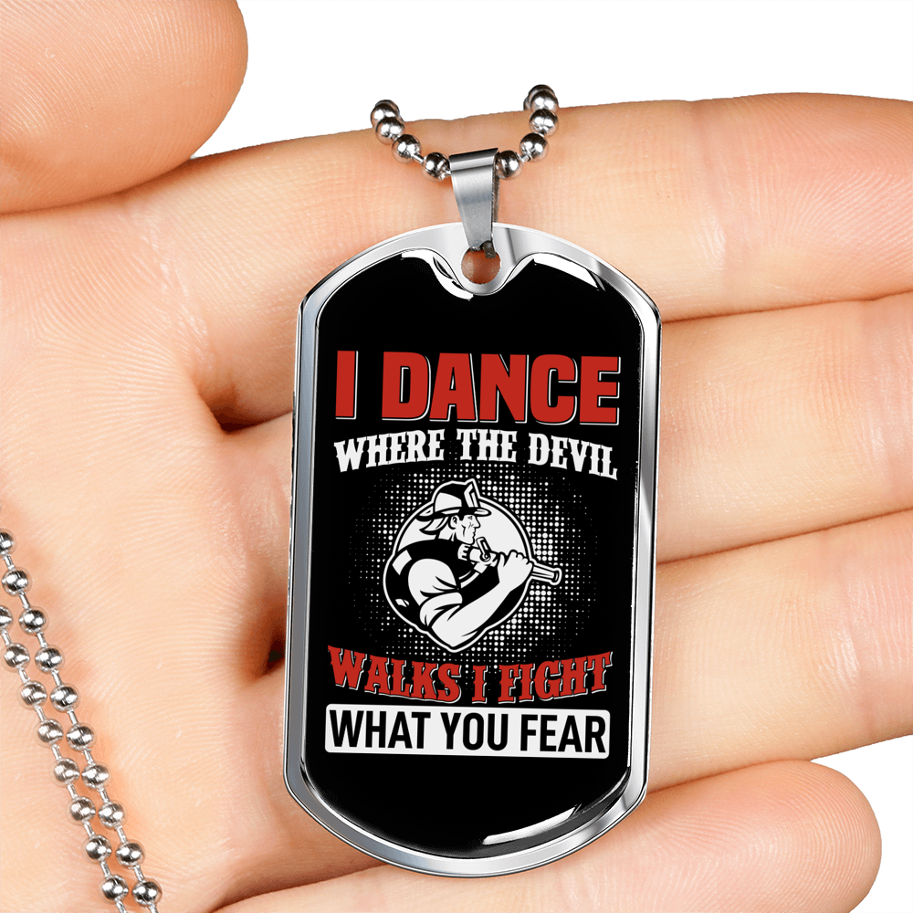Fight What You Fear Firefighter Gift Stainless Steel or 18k Gold Dog Tag 24" Chain-Express Your Love Gifts