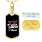 Fighting With A Trucker Swivel Keychain Dog Tag Stainless Steel or 18k Gold-Express Your Love Gifts