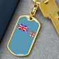 Fiji Flag Keychain Dog Tag Stainless Steel or 18k Gold-Express Your Love Gifts