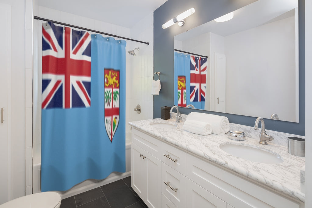 Fiji Flag Stylish Design 71" x 74" Elegant Waterproof Shower Curtain for a Spa-like Bathroom Paradise Exceptional Craftsmanship-Express Your Love Gifts