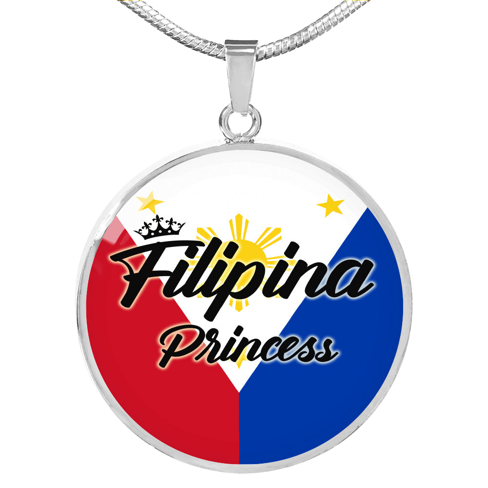 Filipina Princess Circle Necklace Stainless Steel or 18k Gold 18-22"-Express Your Love Gifts