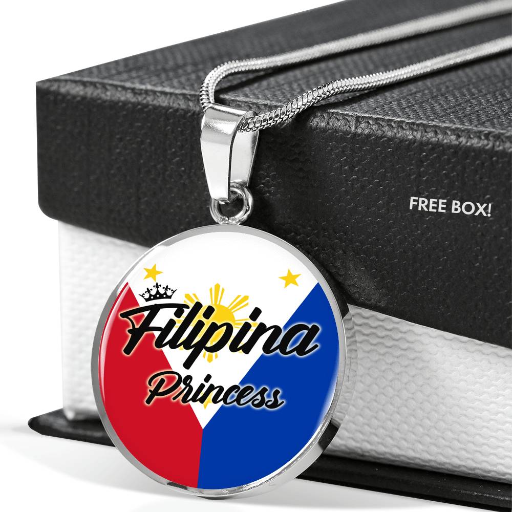 Filipina Princess Circle Necklace Stainless Steel or 18k Gold 18-22"-Express Your Love Gifts