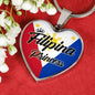 Filipina Princess Necklace Stainless Steel or 18k Gold Heart Pendant 18-22"''-Express Your Love Gifts
