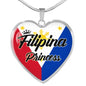 Filipina Princess Necklace Stainless Steel or 18k Gold Heart Pendant 18-22"''-Express Your Love Gifts