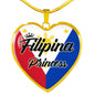 Filipina Princess Necklace Stainless Steel or 18k Gold Heart Pendant 18-22"''-Express Your Love Gifts