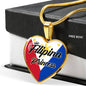 Filipina Princess Necklace Stainless Steel or 18k Gold Heart Pendant 18-22"''-Express Your Love Gifts