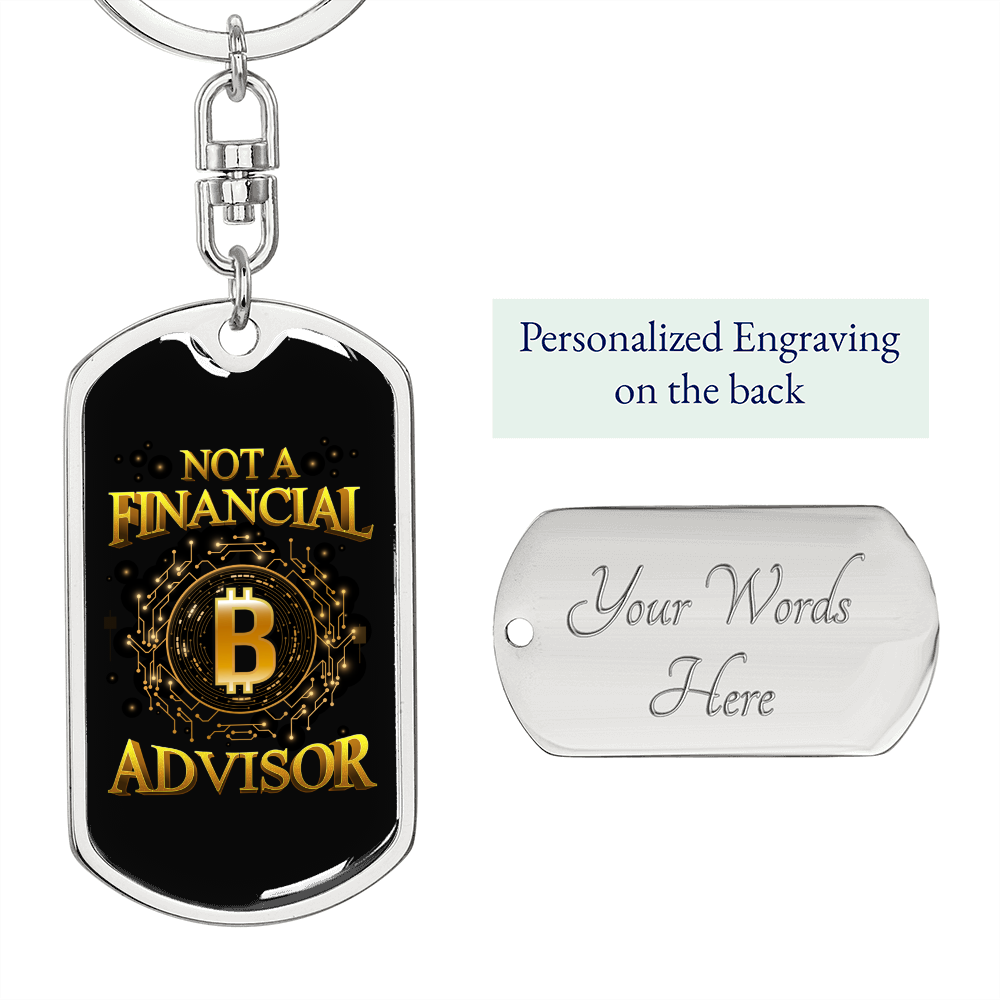 Financial Advisor Crypto Keychain Stainless Steel or 18k Gold Dog Tag Keyring-Express Your Love Gifts