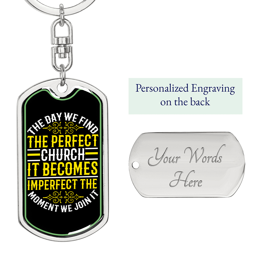 Find The Perfect Church Keychain Stainless Steel or 18k Gold Dog Tag Keyring-Express Your Love Gifts