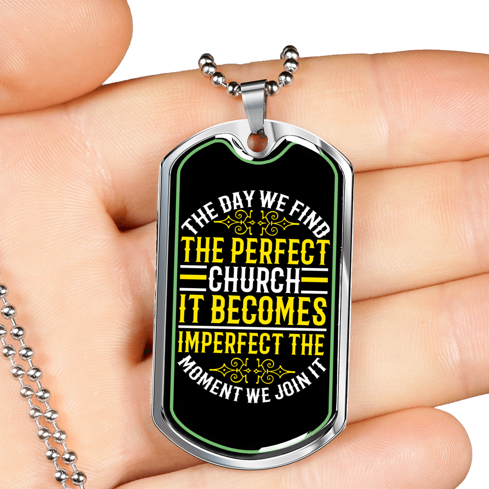 Find The Perfect Church Necklace Stainless Steel or 18k Gold Dog Tag 24" Chain-Express Your Love Gifts