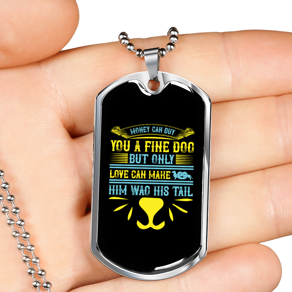 Fine Dog Necklace Stainless Steel or 18k Gold Dog Tag 24" Chain-Express Your Love Gifts