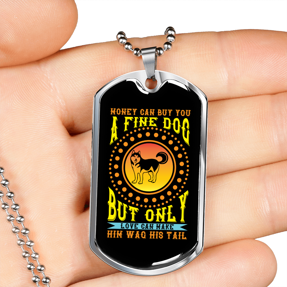Fine Dog Yellow Necklace Stainless Steel or 18k Gold Dog Tag 24" Chain-Express Your Love Gifts