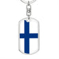 Finland Flag Keychain Dog Tag Stainless Steel or 18k Gold-Express Your Love Gifts