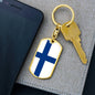 Finland Flag Keychain Dog Tag Stainless Steel or 18k Gold-Express Your Love Gifts