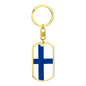 Finland Flag Keychain Dog Tag Stainless Steel or 18k Gold-Express Your Love Gifts