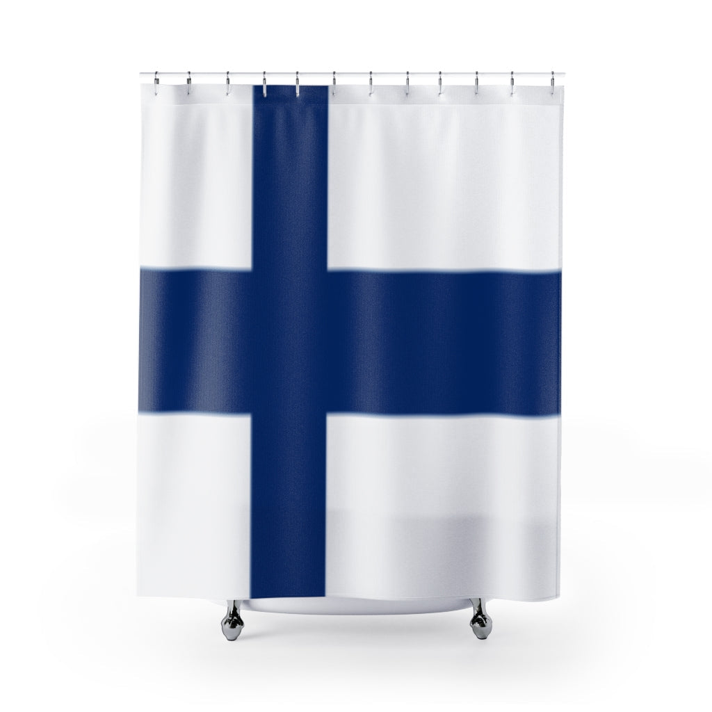 Finland Flag Stylish Design 71" x 74" Elegant Waterproof Shower Curtain for a Spa-like Bathroom Paradise Exceptional Craftsmanship-Express Your Love Gifts