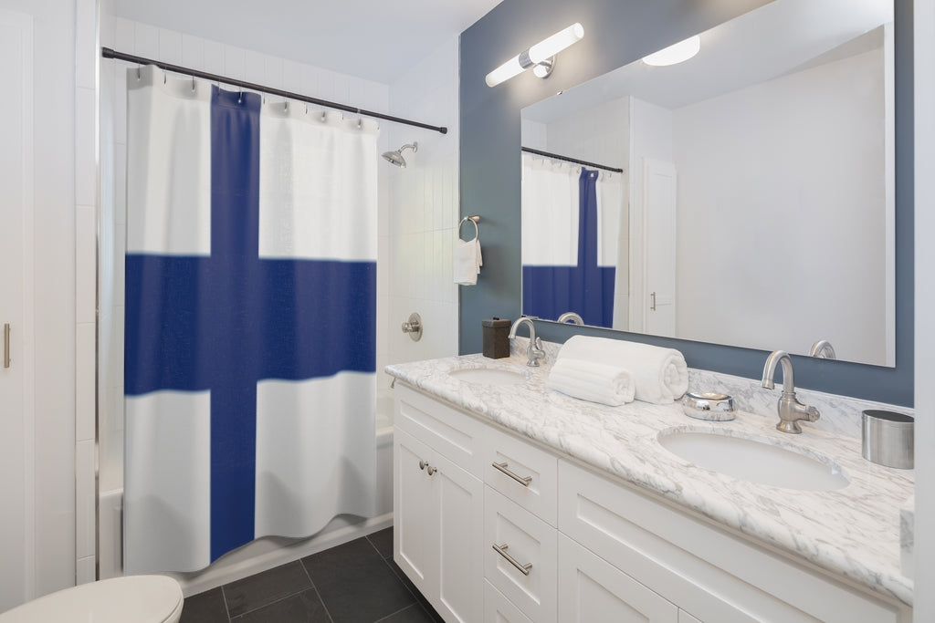 Finland Flag Stylish Design 71" x 74" Elegant Waterproof Shower Curtain for a Spa-like Bathroom Paradise Exceptional Craftsmanship-Express Your Love Gifts