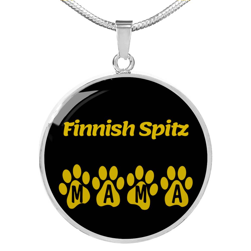 Finnish Spitz Mama Circle Necklace Stainless Steel or 18k Gold 18-22" Dog Owner Lover-Express Your Love Gifts