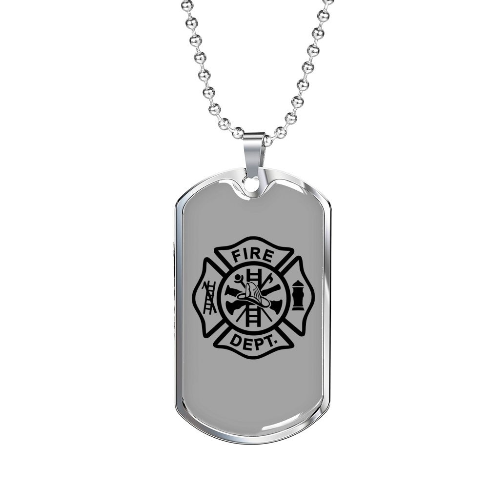 Fire Department Logo Firefighter Gift Stainless Steel or 18k Gold Dog Tag 24" Chain-Express Your Love Gifts