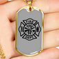 Fire Department Logo Firefighter Gift Stainless Steel or 18k Gold Dog Tag 24" Chain-Express Your Love Gifts