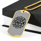 Fire Department Logo Firefighter Gift Stainless Steel or 18k Gold Dog Tag 24" Chain-Express Your Love Gifts