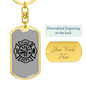 Fire Department Logo Firefighter Keychain Stainless Steel or 18k Gold Dog Tag Keyring-Express Your Love Gifts