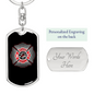 Fire Department Vector Keychain Stainless Steel or 18k Gold Dog Tag Keyring-Express Your Love Gifts